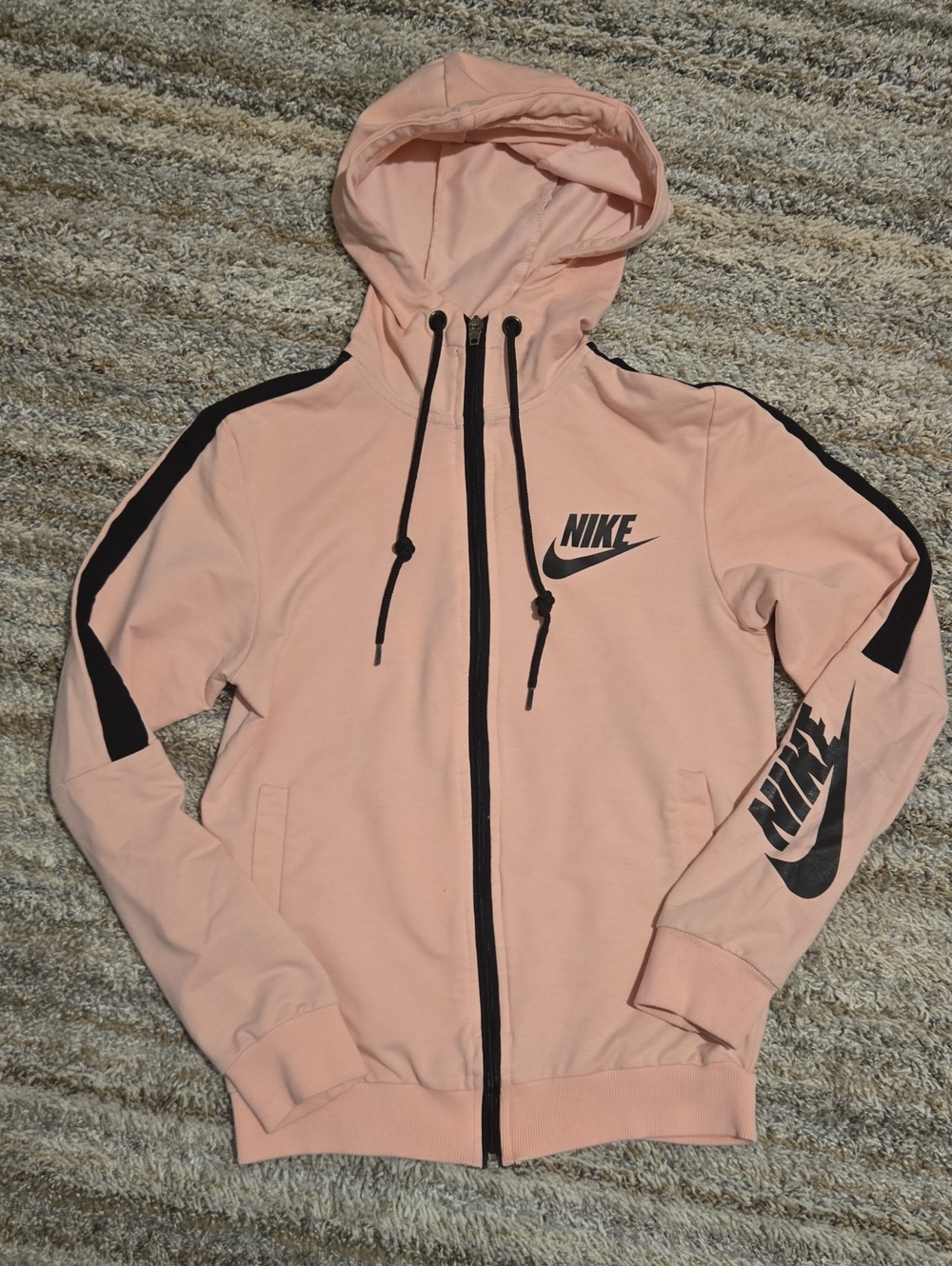 Nike Pink Hooded Full-Zip Jacket with Black Accents